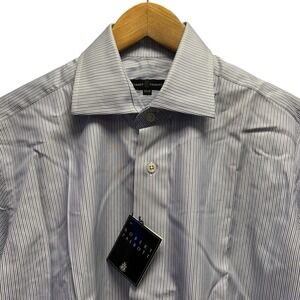 Robert Talbott NEW Mens 15.5/33 White/Blue/Purple Stripe French Cuff Dress Shirt